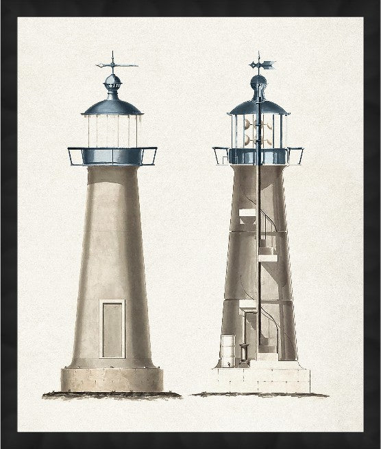 New England Lighthouse, 31" x 37", Black frame