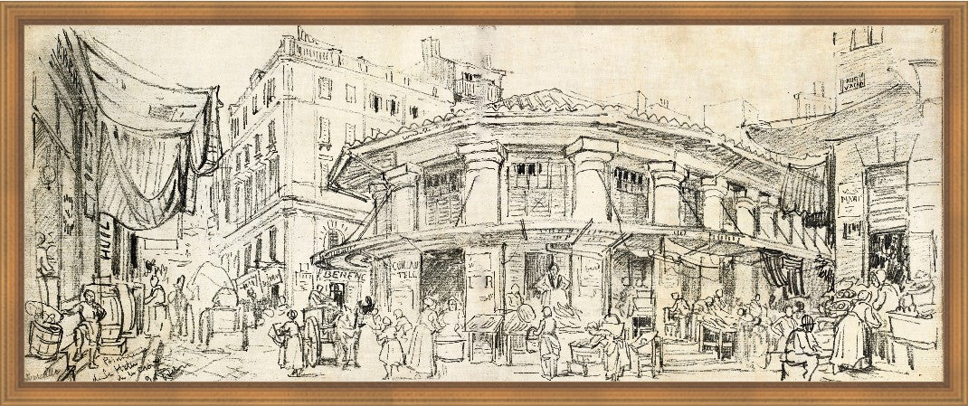 Paris Market, 56" x 22", Gold frame