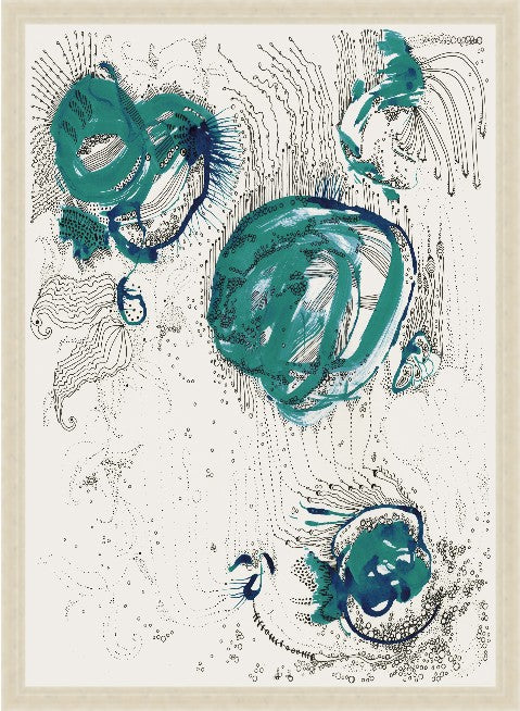 Bubbles, 30" x 42", Silver frame