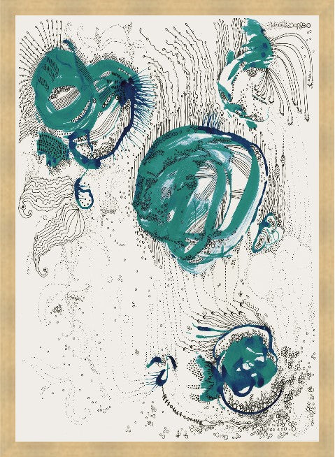 Bubbles, 30" x 42", Blonde Maple wood frame