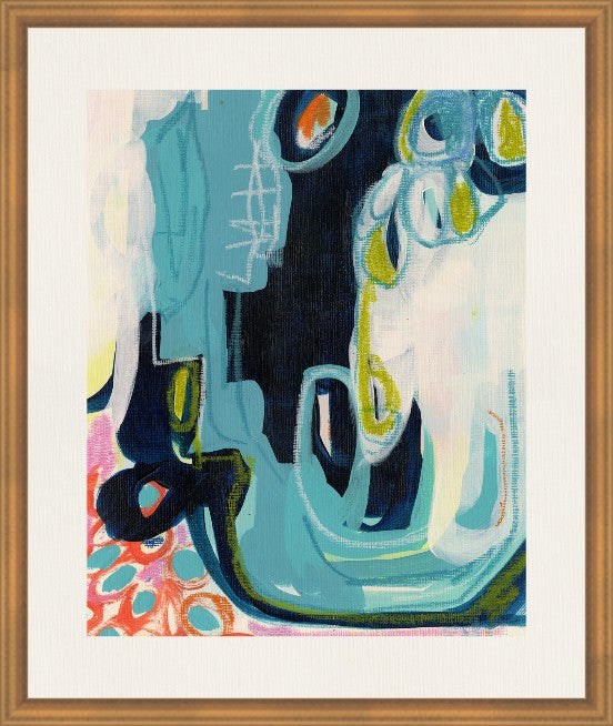 Aquatic Abstract, 30" x 36", Gold frame