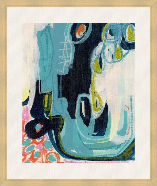 Aquatic Abstract, 30" x 36", Blonde Maple wood frame