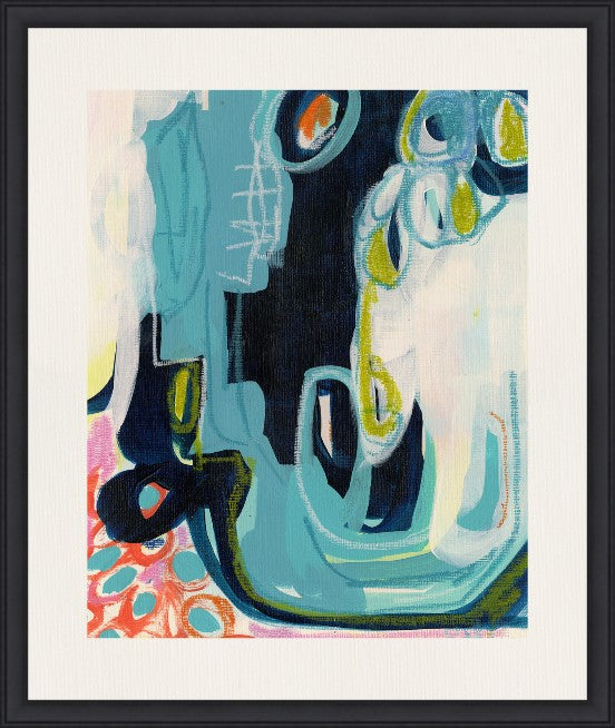 Aquatic Abstract, 30" x 36", Black frame
