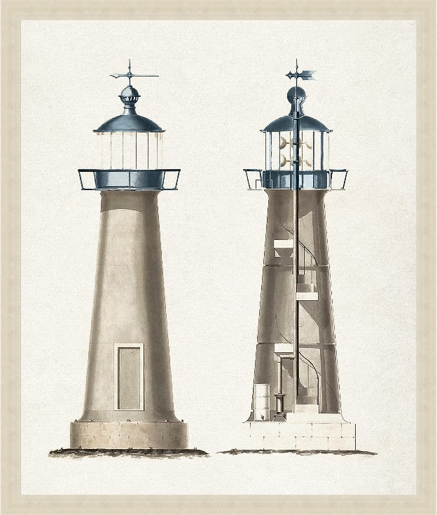 New England Lighthouse, 31" x 37", Silver frame