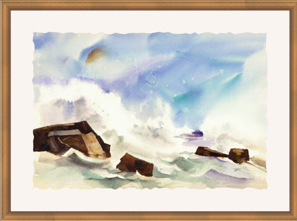 Azure Serenity, 43" x 32", Gold frame