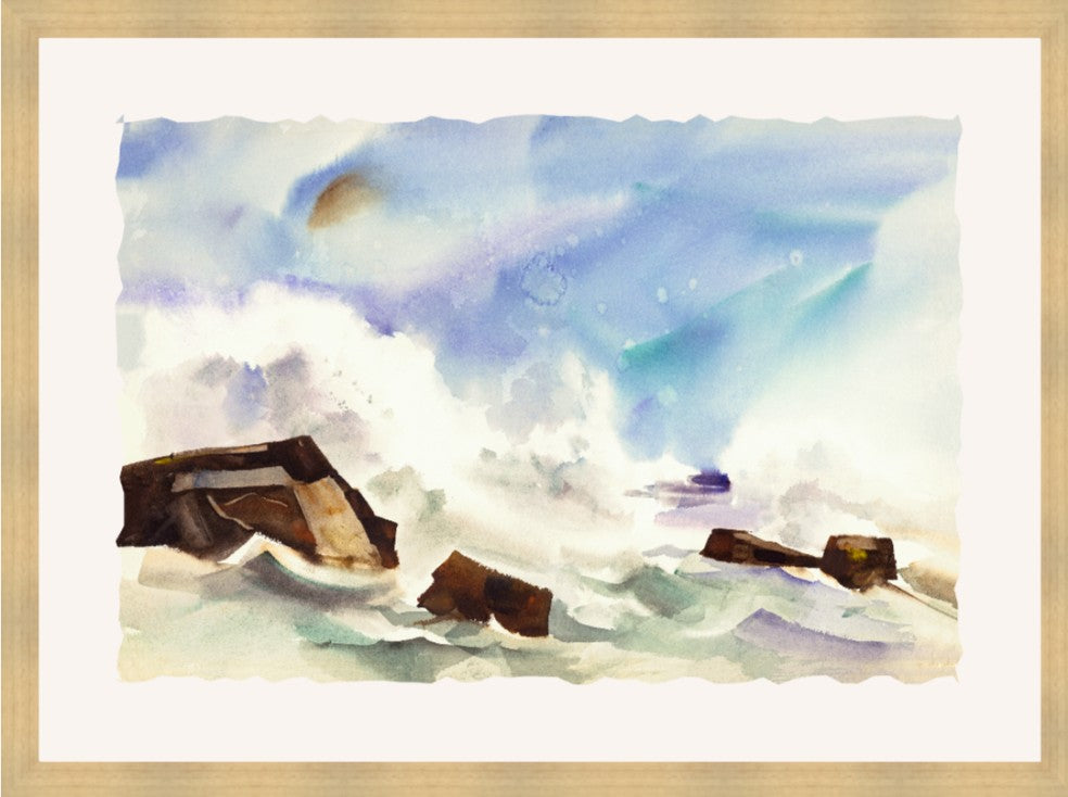 Azure Serenity, 43" x 32", Blonde Maple wood frame