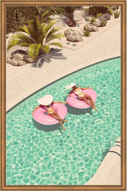 Pink Floats, 29" x 45", Gold frame