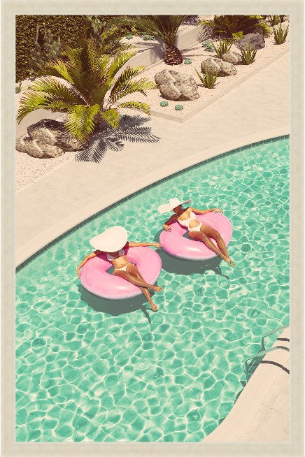 Pink Floats, 29" x 45", Silver frame