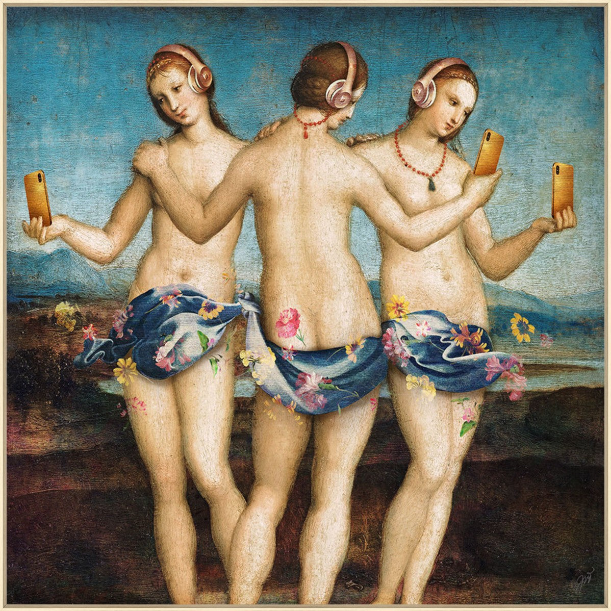 Modern Graces, 47" x 47", Wood frame