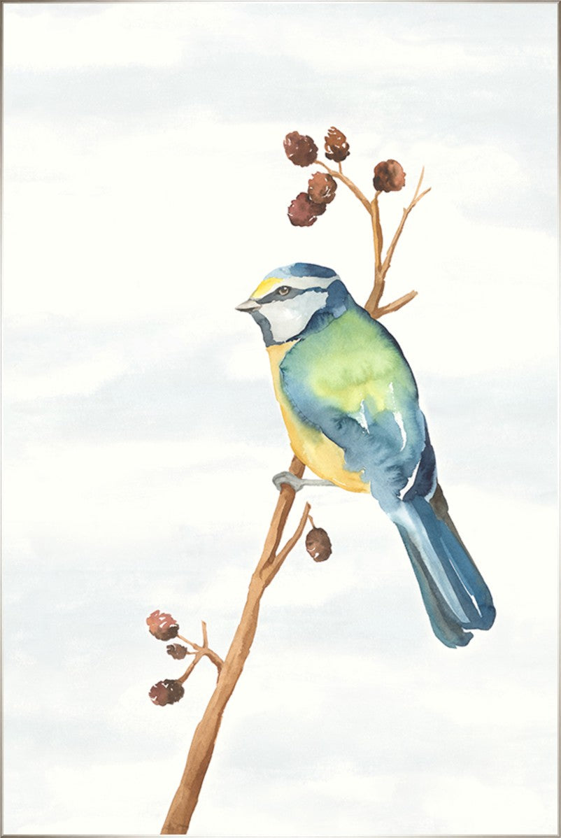 Linen Bird II, 54" x 81", Silver frame