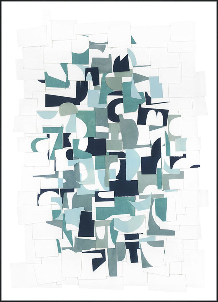 Paper Collage, 54" x 75", Black frame