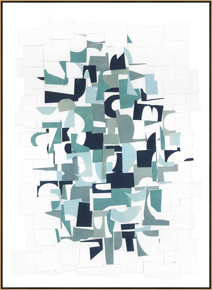 Paper Collage, 24" x 33", Gold frame