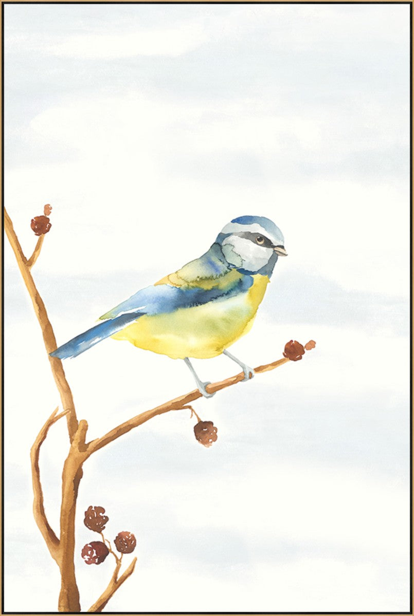 Linen Bird I, 30" x 45", Gold frame