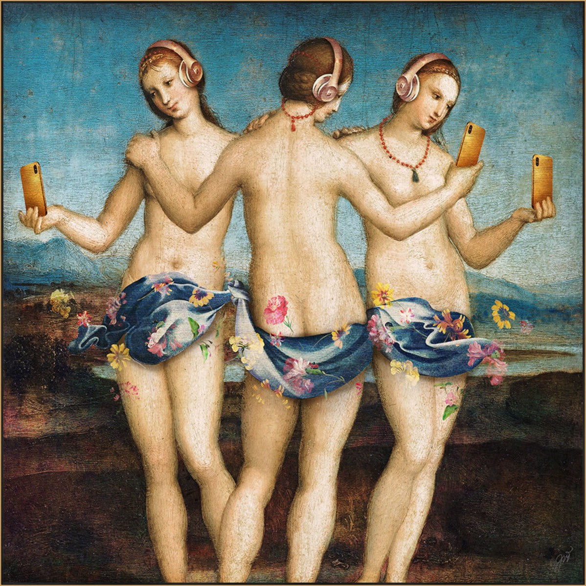 Modern Graces, 47" x 47", Gold frame