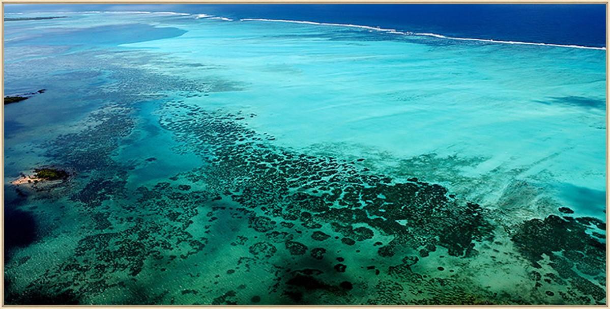 Tropical Shoreline, 80" x 40", Wood frame