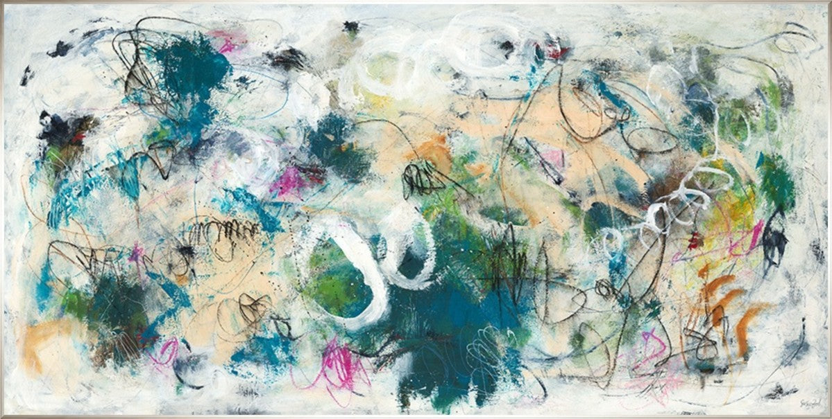 Playful Graffiti, 72" x 36", Silver frame