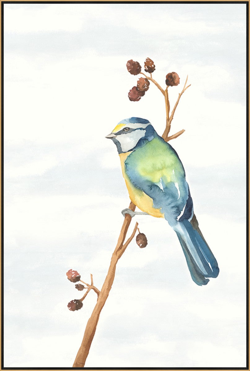 Linen Bird II, 20" x 30", Gold frame
