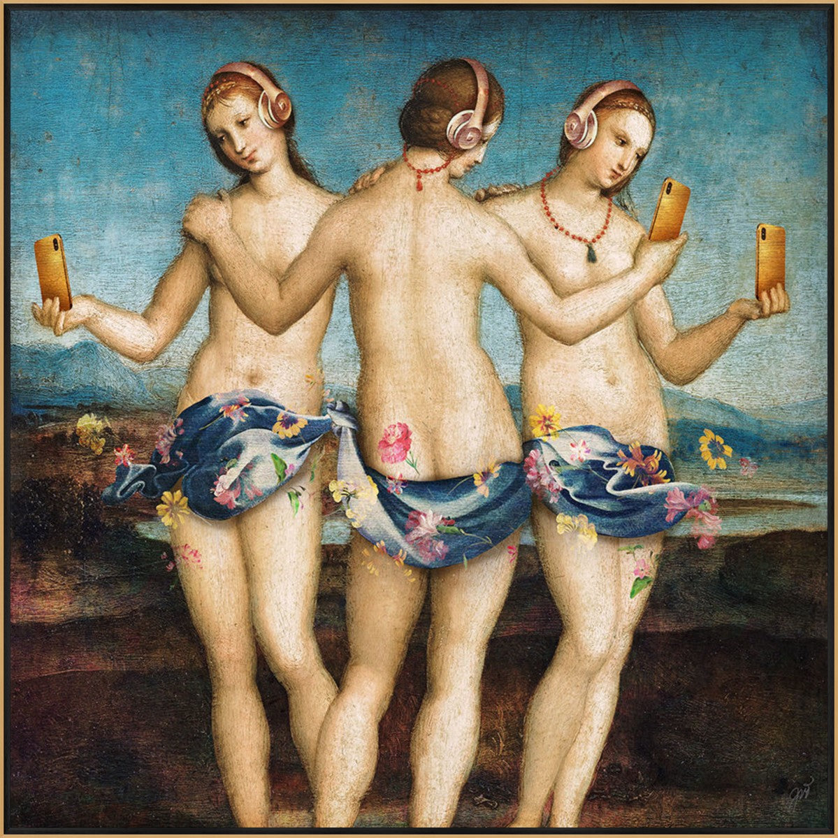 Modern Graces, 24" x 24", Gold frame