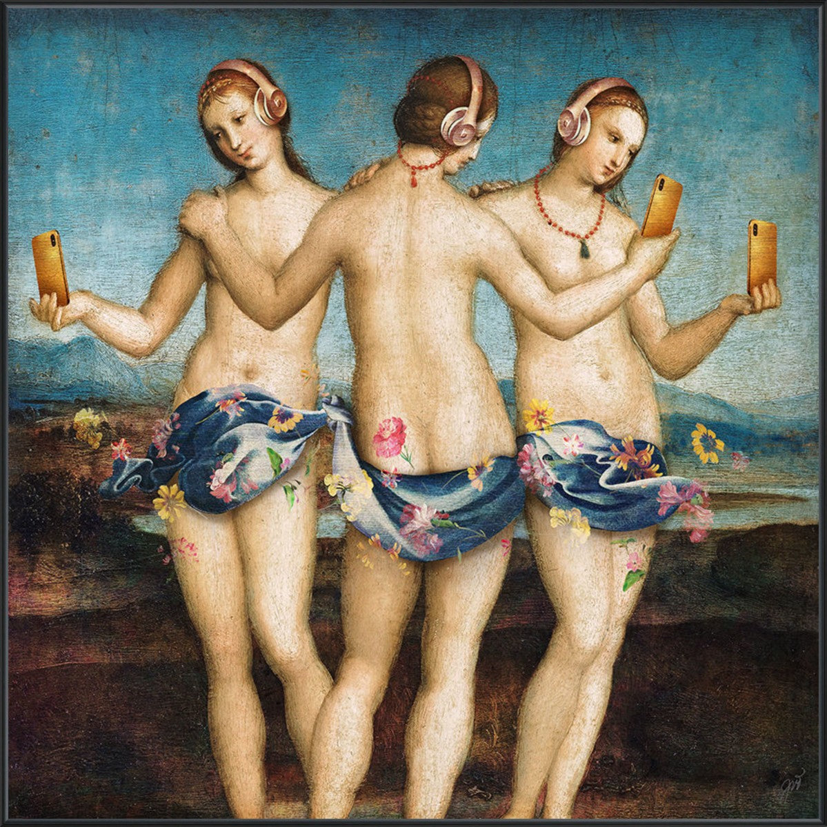 Modern Graces, 36" x 36", Black frame