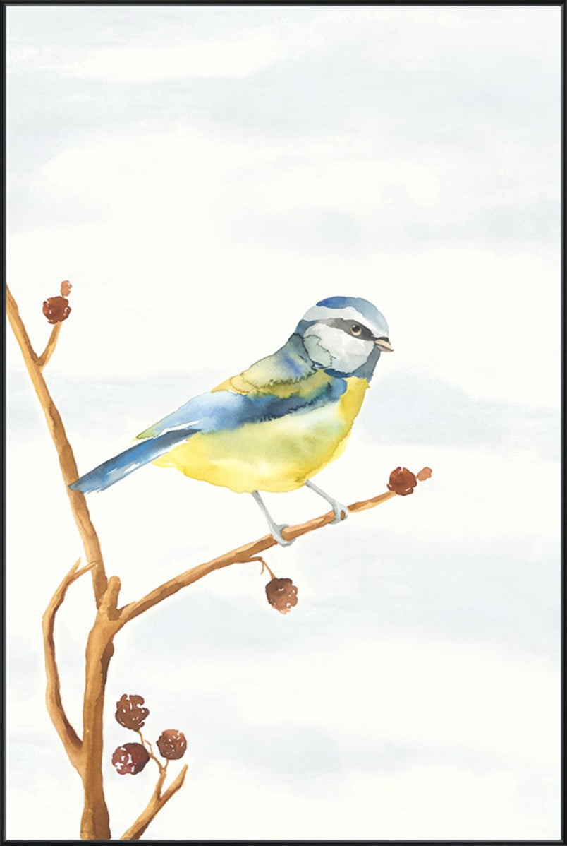 Linen Bird I, 30" x 45", Black frame