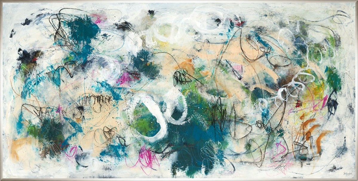 Playful Graffiti, 48" x 24", Silver frame