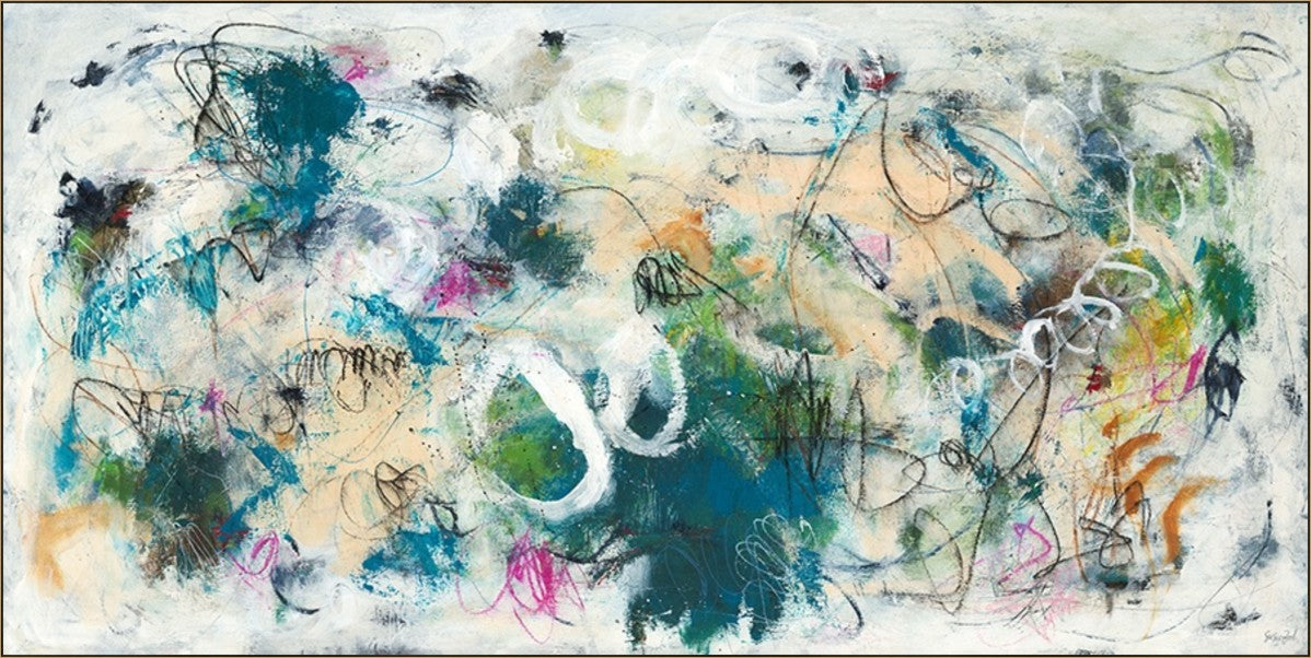 Playful Graffiti, 94" x 47", Gold frame