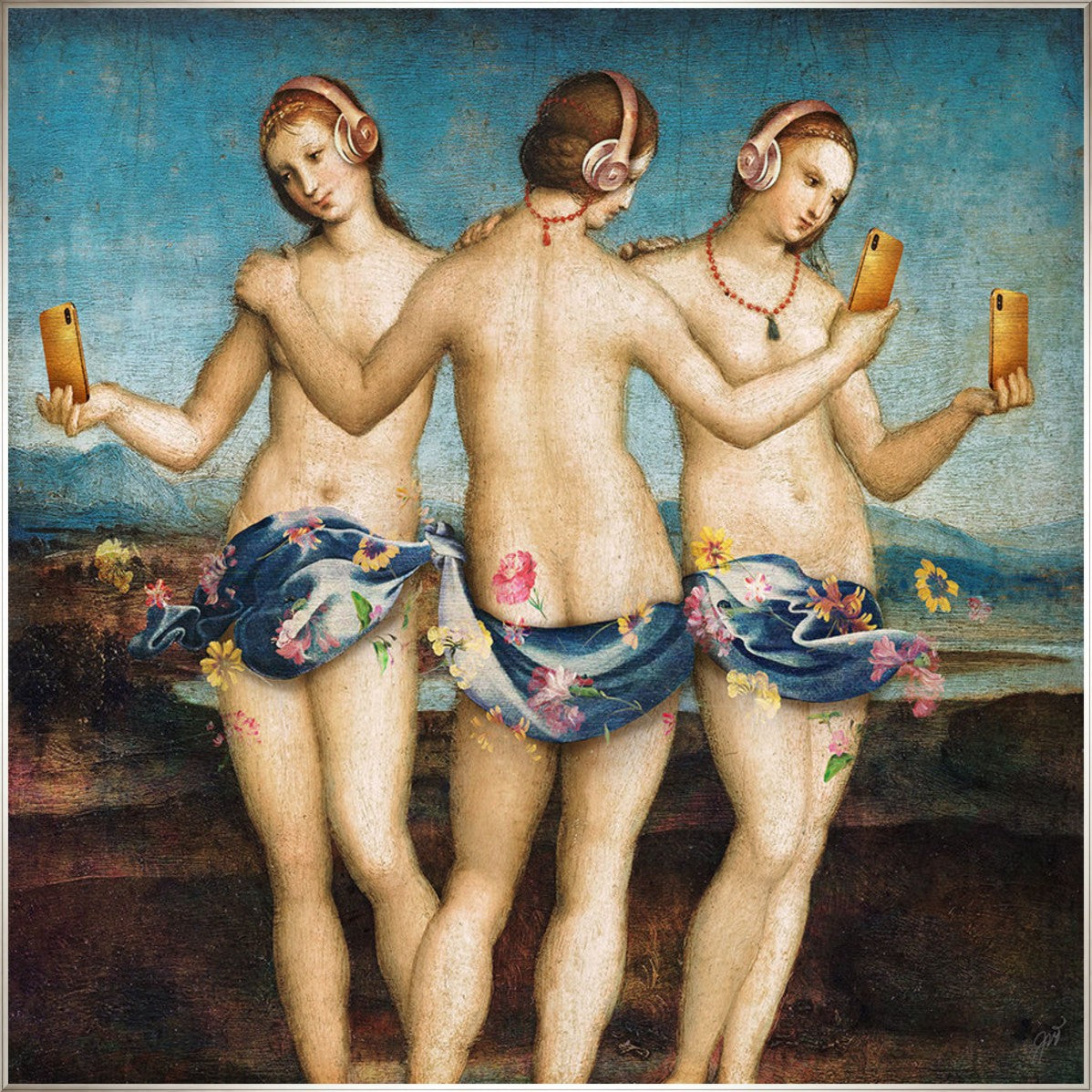 Modern Graces, 47" x 47", Silver frame