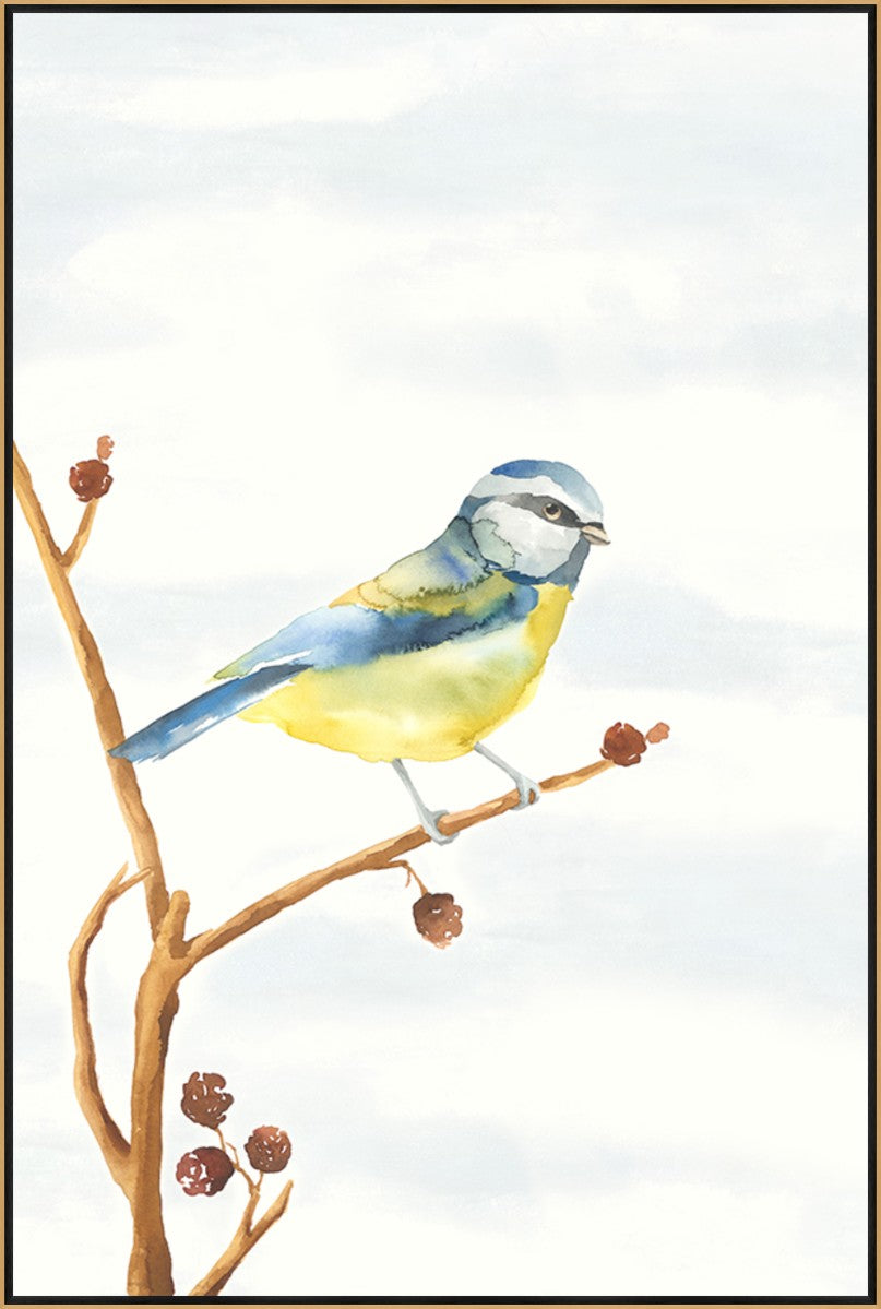 Linen Bird I, 20" x 30", Gold frame