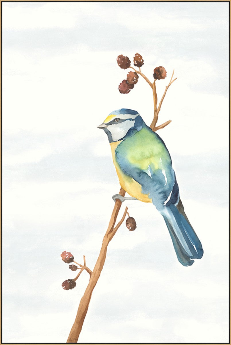 Linen Bird II, 30" x 45", Gold frame