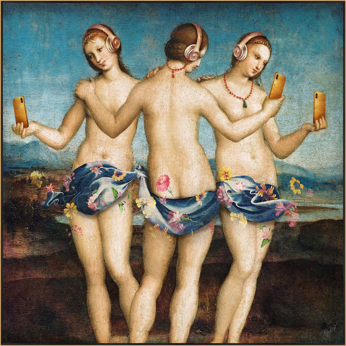 Modern Graces, 36" x 36", Gold frame