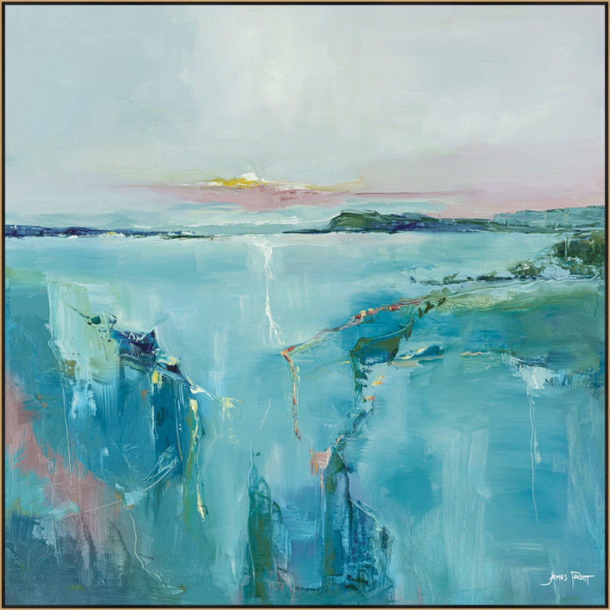Lunar Tide 36" x 36" Gold frame