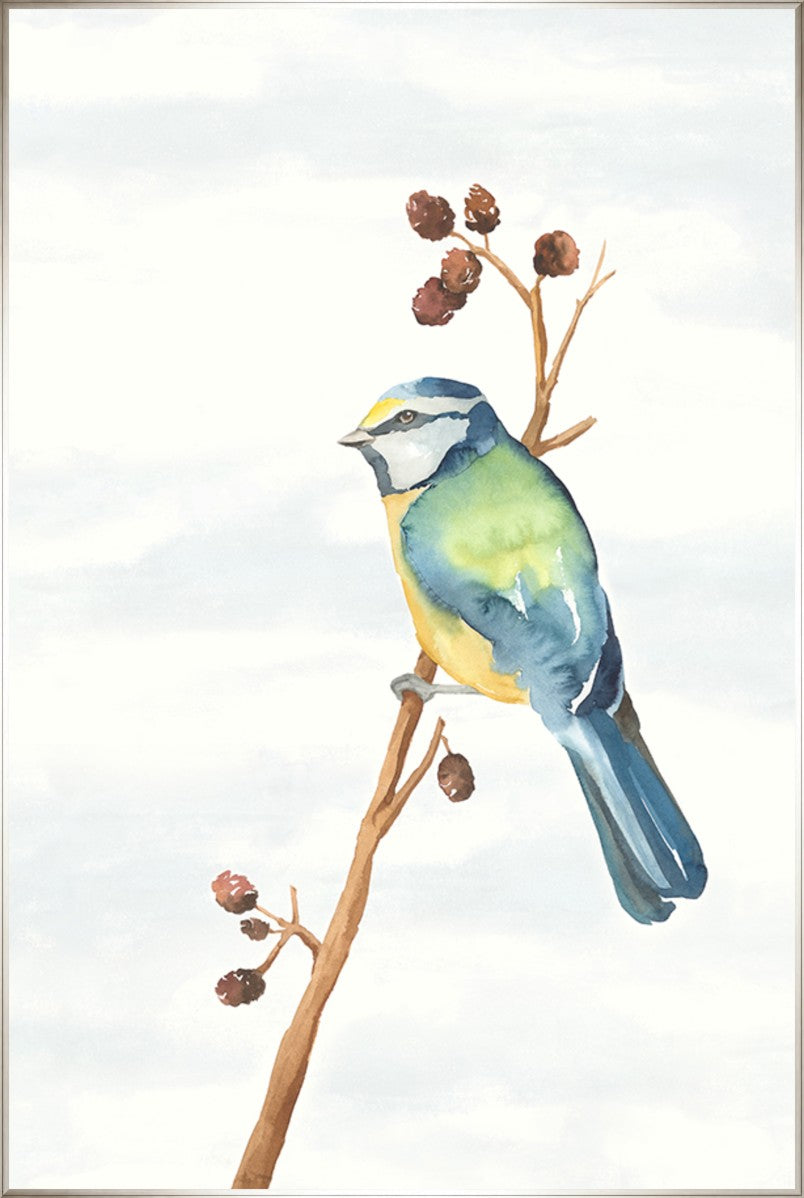 Linen Bird II, 30" x 45", Silver frame