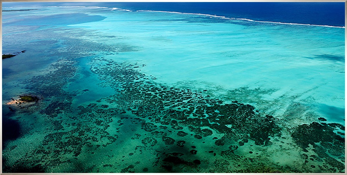Tropical Shoreline, 60" x 30", Silver frame