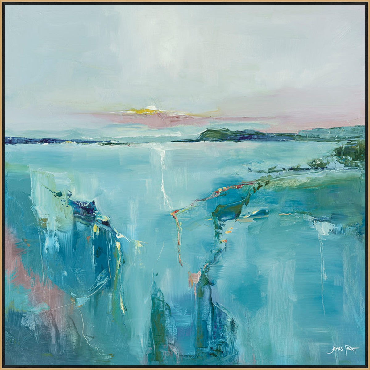 Lunar Tide 24" x 24" Gold frame