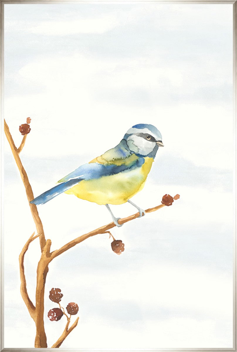 Linen Bird I, 20" x 30", Silver frame
