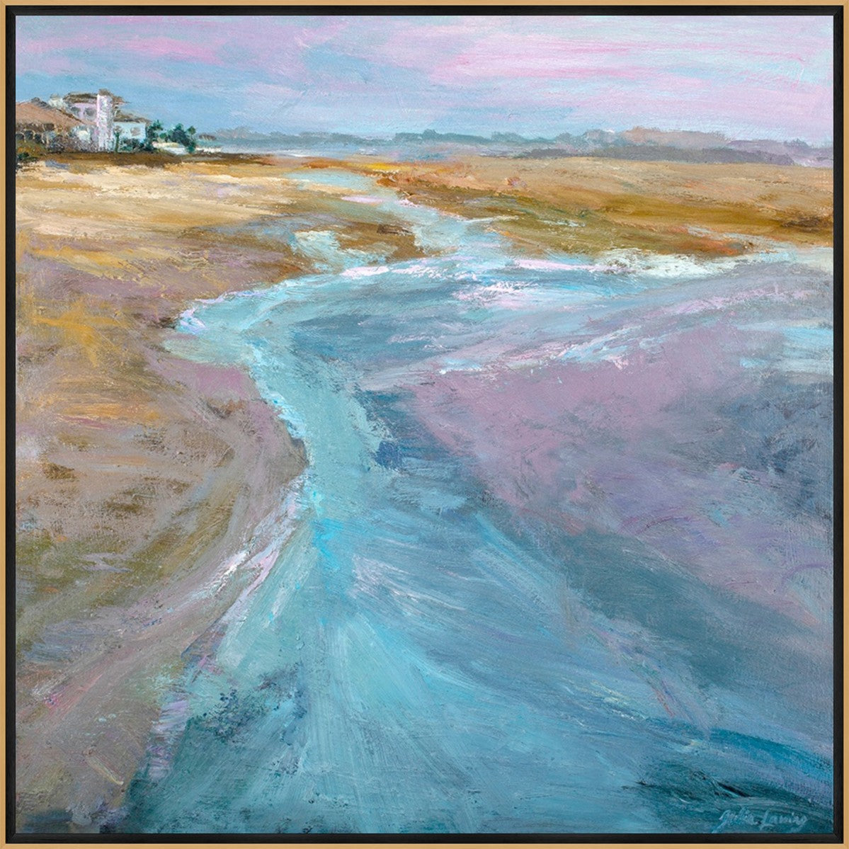 A Journey Through Sands and Waves 16" x 16" Gold frame