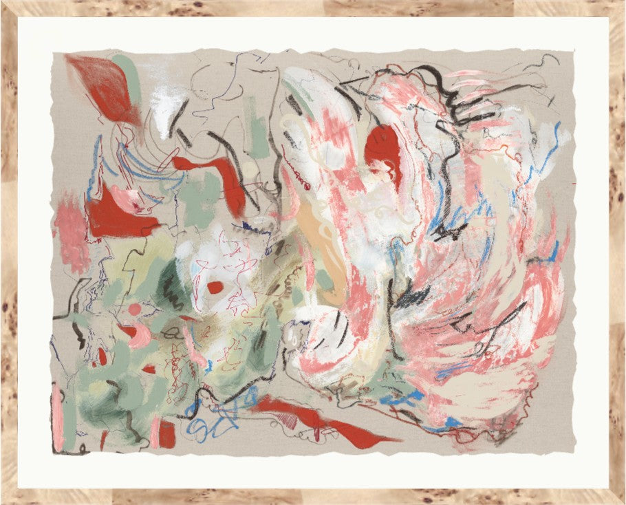 Crimson Rhapsody, 37" x 30", Blonde Maple wood frame