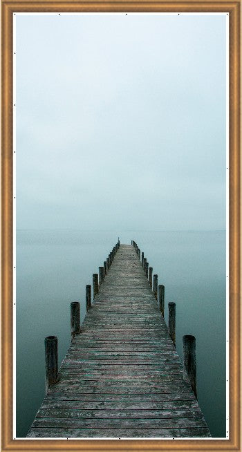 Pathway to Stillness, 26" x 51", Gold frame
