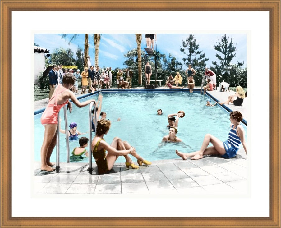 Pool Party, 38" x 31", Gold frame